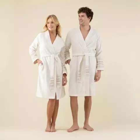 Derin unisex xalat ekru mango