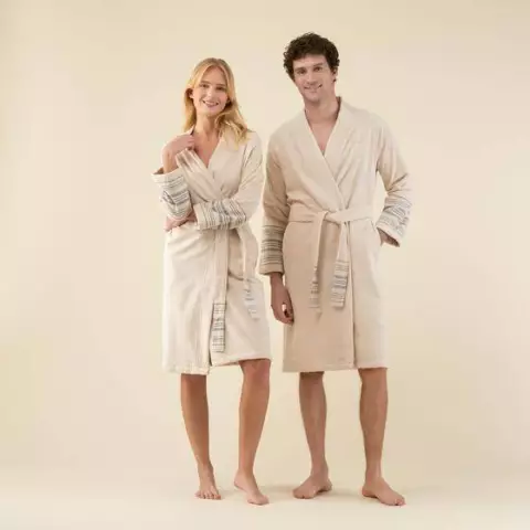 Derin unisex xalat bej mavi